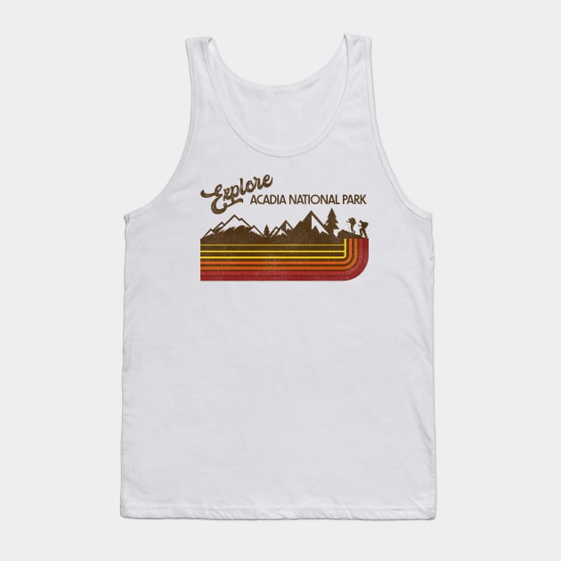 Explore Acadia National Park Retro 70s/80s Stripe Tank Top by darklordpug